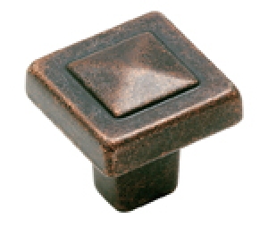 Amerock AMBP4429-RBZ Forgings Series, Zinc Die Cast Square Knob, 1-1/8" Diameter - Rustic Bronze Finish