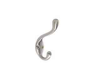 Amerock AMH55445-G10 Coat and Hat Hook, Double Prong, Transitional Series - Satin Nickel Finish, 3-1/4" Height