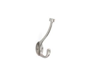 Amerock AMH55465-G10 Coat and Hat Hook, Double Prong Pilltop, Traditional Series - Satin Nickel Finish, 5-1/2" Height