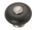 Belwith Keeler BWP222-SNB Tranquility Series, Various Materials Knob, 1-1/4" Diameter - Satin Nickel/Black Finish