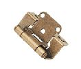Belwith BWP2710F-AB Surface Self-Closing Partial Wrap Steel Cabinet Hinge Pair, 1-1/3" Width - Antique Brass Finish