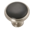 Belwith Keeler BWP427-SNB Tranquility Series, Various Materials Knob, 1-5/16" Diameter - Satin Nickel/Black Finish