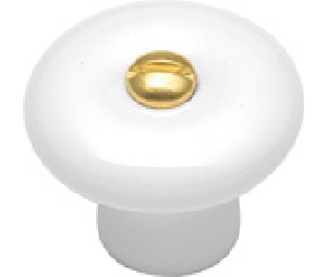 Belwith Keeler BWP7-W Hearthside Series Porcelain Knob, 1-1/4" Diameter - White/Lancaster Brass Finish