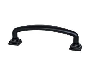 Berenson Corporation BQ1281-1055-P Tailored Traditional Series, Solid Brass Pull, 3-3/4" Center to Center - Matte Black Finish