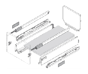 Blum BP356M55B7SAD-W TANDEMBOX Waste/Recycle Set, 15" Minimum Opening, 21-5/8" Length