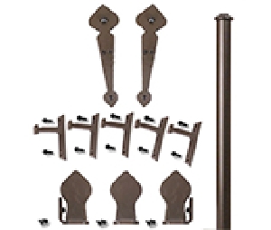 CSHardware QG110007 Rolling Door Hardware Kit, Complete Spade with Long Brackets - Oil Rubbed Bronze Finish