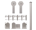 CSHardware QG1300RS02 Rolling Door Hardware Kit, Rolling Door Round Stick Hardware Kit with Long Bracket - Satin Nickel Finish