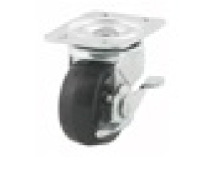 DH Casters CCGD20PSB Plate Mount Swivel Casters With Brake, Medium Duty, 125 lb Capacity, Wheel Material: Plastic