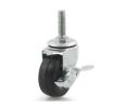 DH Casters CCL20T1MSB Threaded Stem Mount Swivel Caster With Brake, Light Duty, 66 lb Weight Capacity, Gauge: 18