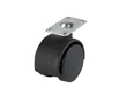 DH Casters CCT15P1BK Twin Wheel Swivel Casters Without Brake, Light Duty, 70 lb Weight Capacity, Plate Mount Type