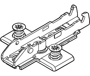 Grass America GFF058139863228 Tiomos Base Plate, Wing with Pre-Mounted Euro Screws (10mm), 0mm Height - Nickel-Plated Finish