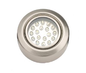 Hardware Concepts PL512006-078 LED Dimmable Metal Puck Light, 1.5 Watts Diode Puck, 2-3/4" Overall Diameter, Warm White Light Color, 3500K Color Temperature, Brushed Chrome Finish