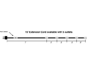 Hardware Concepts PL590600-014 Extension Cord with Roll Switch and 5 Outlets, 15' Length, Black Finish