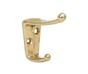 HB Ives IV405A3 Wardrobe Hook, Wide Body, Double Prong - Bright Brass Finish, 7/8" Width