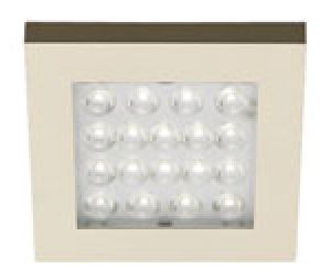 Hera HAEQLEDSSWW Economy LED Puck, Square, 2-5/8" Overall Diameter, Warm White Light Color, 3200 Color Temperature, Stainless Steel Finish