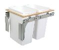 Knape & Vogt FYPDMTM15-2-35WH  Top Mount Trash Pull-Out With Standard Close, Double Plastic Bin, 2 x 35 QT - White Color