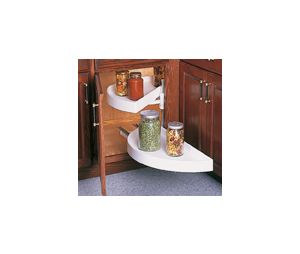Knape & Vogt FYPHM34PG-W  33-7/8" Half Moon Lazy Susans-Bottom Shelf Pull-Out, Plastic Two Shelf Set, Including Hardware - White Finish