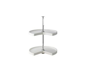 Knape & Vogt FYPKN28ST-W  28" Plastic Kidney Shaped Lazy Susans, Independent Rotating, Two Shelf Set - White Finish