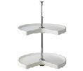 Knape & Vogt FYPKN18ST-W  18" Plastic Kidney Shaped Lazy Susans, Independent Rotating, Two Shelf Set - White Finish