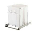 Knape & Vogt FYSBM15-2-20WH  Bottom Mount Double Trash Pull-Out, Heavy-Duty Ball Bearing Slides, 2 Bins, 2 x 20 QT - White Color