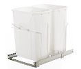 Knape & Vogt FYSBM15-2-35WH  Bottom Mount Double Trash Pull-Out, Heavy-Duty Ball Bearing Slides, 2 Bins, 2 x 35 QT - White Color
