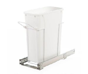 Knape & Vogt FYSBM12-1-50WH  Bottom Mount Trash Pull-Out, Single Plastic Bin, 50 QT - White Color