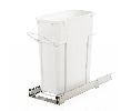 Knape & Vogt FYSBM10-1-35WH  Bottom Mount Trash Pull-Out, Single Plastic Bin, 35 QT - White Color