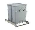 Knape & Vogt FYSCB12-2-27PT  Bottom Mount Trash Pull-Out with Soft Close, Double Plastic Bin, 2 x 27 QT - Platinum Color