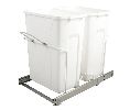 Knape & Vogt FYSCB15-2-35WH  Bottom Mount Trash Pull-Out with Soft Close, Double Plastic Bin, 2 x 35 QT - White Color