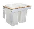 Knape & Vogt FYTSC15-2-35PT  Top Mount Trash Pull-Out with Soft Close, Double Plastic Bin, 2 x 35 QT - Silver Color