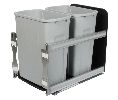 Knape & Vogt FYUSC12-2-27PT  Bottom Mount Trash Pull-Out with Soft Close, Double Plastic Bin, 2 x 27 QT - Platinum Color