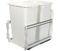 Knape & Vogt FYUSC12-2-27WH  Bottom Mount Trash Pull-Out with Soft Close, Double Plastic Bin, 2 x 27 QT - White Color