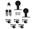 Knape & Vogt KVFRTM03 Barn Door Hardware Aluminum Kit, 3" Top Mount Hanger used with Aluminum Flat Rails - Black Finish