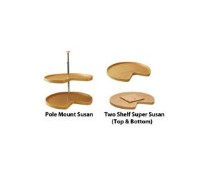 Omega National Products NP1T8228K30MNL1  28" Wood Kidney Shaped Lazy Susan, Select Series Susan, 2-Shelf Set w/ Aluminum Bearings - Maple Finish