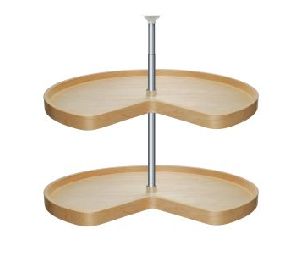 Omega National Products NP1T8428K01MNL1  28" Wood Kidney Shaped Lazy Susan, 2-Shelf Set w/ Aluminum Bearings - Maple Finish
