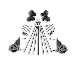 CSHardware QG70003 Rolling Ladder Hardware Kit with Standard Wheel & Swivel Roller - 16" Width, Hammered Antique Brass Finish