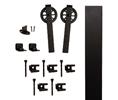CSHardware QGFR1300HK508 Rolling Barn Door, 72" Flat Rail Kit, Hook Strap with 5" Wheels - Black Finish