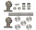 CSHardware QGNT140001W96SS Rolling Barn Door, 96" Round Rail Kit, Top Mount Straps - Stainless Steel Finish