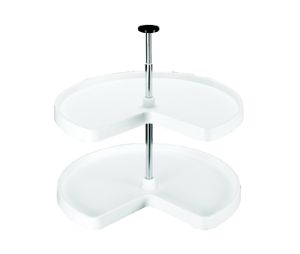 Rev-A-Shelf RS3472-28-15-52  28" Plastic Kidney Shaped Lazy Susans, Value Line Independently Rotating, Two Shelf Set - Almond Finish