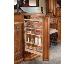 Rev-A-Shelf RS432-VF26-6  6" Vanity Base Cabinet Filler, 4 polycarbonate bins - Natural Maple Finish