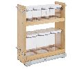Rev-A-Shelf RS448OXO-BCSC-8C  Pull-Out Storage Container Base Organizer, With Fitted OXO Containers & Blum Soft-Close Slides - Wood Finish