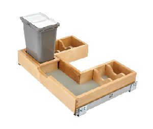 Rev-A-Shelf RS486-30VSBSC-BM-1 Vanity U-Shaped Pull-Out w/BLUMOTION Soft-Close Slides, Bottom Mount with 8 QT Silver Trash Bin