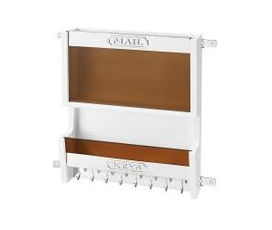 Rev-A-Shelf RS4MR-18W-1  Door Storage Mail Organizer, 8 Key Hooks - White Finish