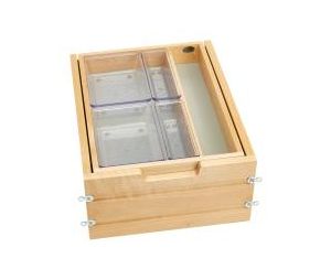 Rev-A-Shelf RS4VDOT-343FLSC-1  13-1/2" Vanity Tiered Drawer with BLUMOTION Soft-Close Slides, for Frameless Cabinets - Maple Finish