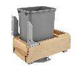 Rev-A-Shelf RS4WCBM-1550DM-1  Bottom Mount Trash Pull-Out with Soft-Close, Single Plastic Bin with Rev-A-Motion, 50 QT - Metallic Silver Color
