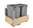 Rev-A-Shelf RS4WCBM-18DM-2  Bottom Mount Trash Pull-Out with Soft-Close, Double Plastic Bin with Rev-A-Motion, 2 x 35 QT - Metallic Silver Color