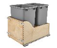 Rev-A-Shelf RS4WCSC-1835DM-2  Bottom Mount Trash Pull-Out with Blum Soft-Close, Double Plastic Bin, 2 x 35 QT - Silver Color