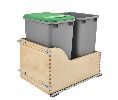 Rev-A-Shelf RS4WCSC-1835DMND-2  Bottom Mount Trash Pull-Out with Blum Soft-Close, Double Plastic Bin / Natural Color, 2 x 35 QT