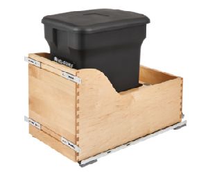 Rev-A-Shelf RS4WCSC-CKBK-1  Compo+ Bottom Mount Trash Pull-Out with BLUMOTION Soft-Close, Black Compost Bin, 6 Gallons
