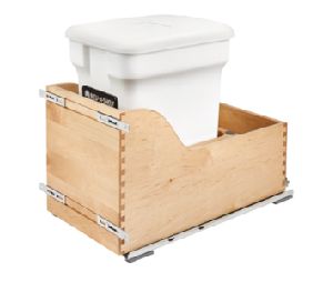 Rev-A-Shelf RS4WCSC-CKWH-1  Compo+ Bottom Mount Trash Pull-Out with BLUMOTION Soft-Close, White Compost Bin, 6 Gallons